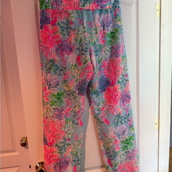Lilly Pulitzer Bal Harbour Palazzo Pants Sz Large Celestial Blue Cay to my Heart - Picture 2 of 4